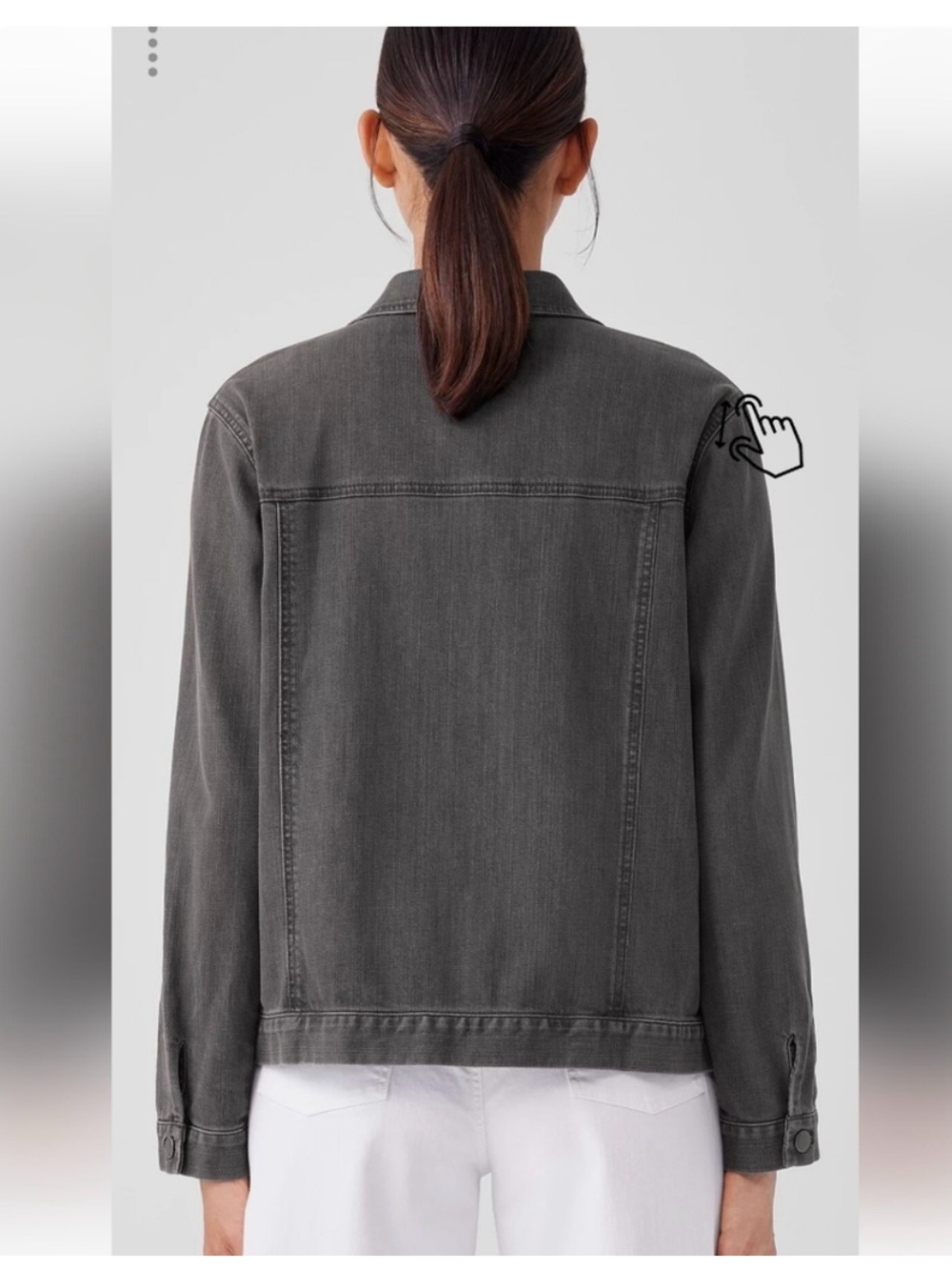 Eileen Fisher Missy Organic Cotton Stretch Classic Collar Jacket Grey Size M - Picture 2 of 12